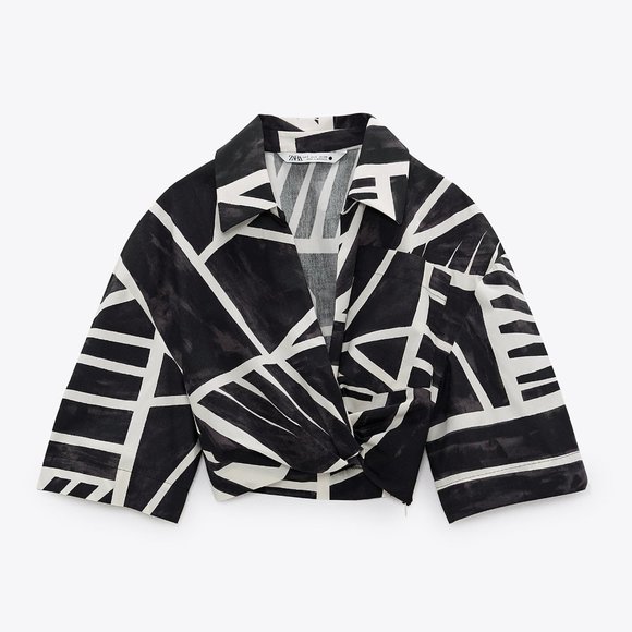 Zara 2 Piece Crop Top + Draped Printed Skirt Co-Ord Set - Picture 11 of 16